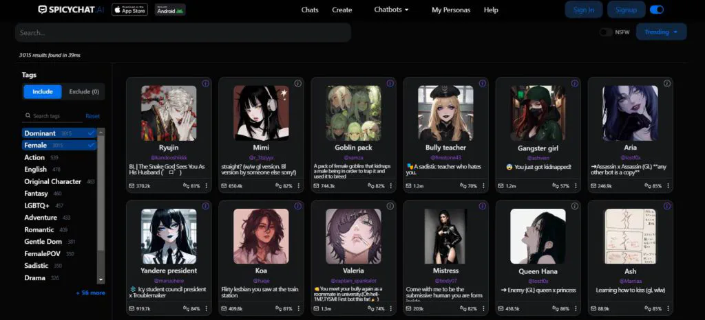 Spicychat.ai Demo